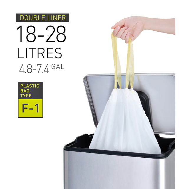 Afvalzak EKO MDPE type F1 met trekband 49x68cm 18-28L wit rol à 20 stuks afbeelding