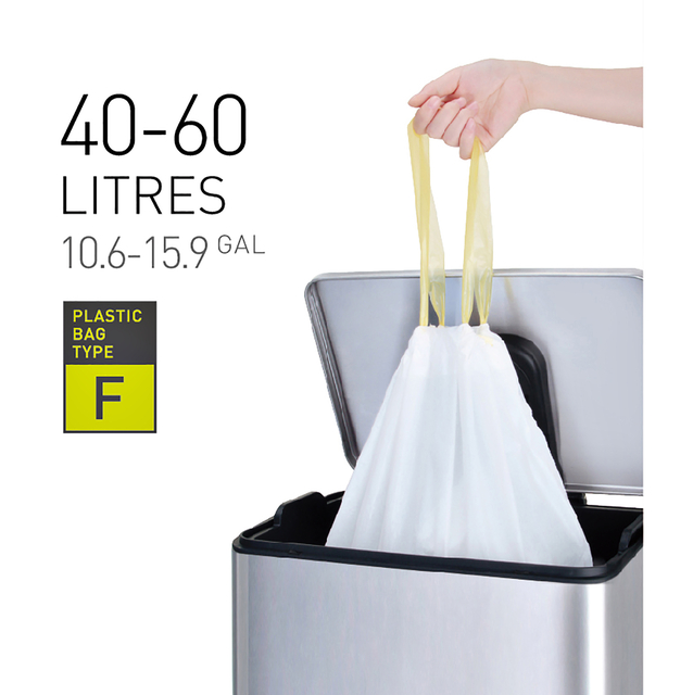Afvalzak EKO MDPE type F met trekband 64x75cm 40-60L wit rol à 12 stuks afbeelding