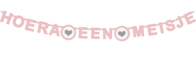 Letterslinger &apos;&apos;Hoera een meisje&apos;&apos; roze afbeelding