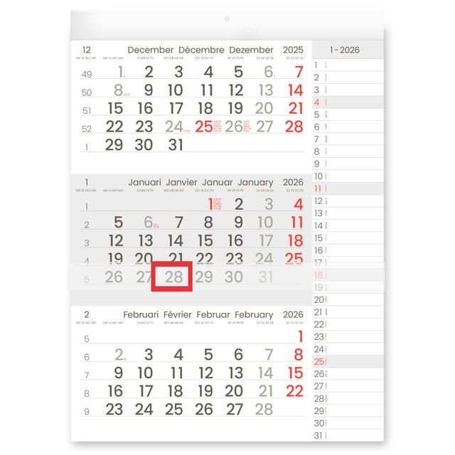 3-Maandkalender 2026 INNI Manager compact-formaat notes afbeelding