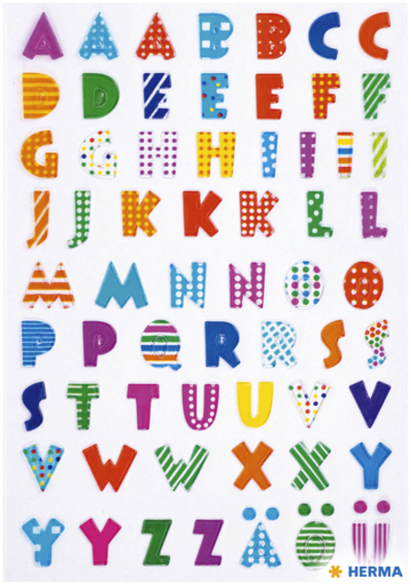 Etiket HERMA 6291 kleurrijke letters stone afbeelding