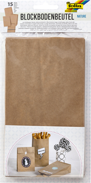 Blokbodemzak Folia 12x6x21cm foodsafe kraft set à 15 stuks afbeelding