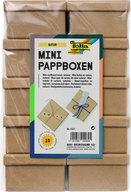 Doos karton Folia mini 7,5x7,5x4,5cm 10 stuks kraft afbeelding