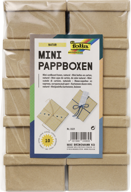 Doos karton Folia mini 7,5x7,5x4,5cm 10 stuks kraft afbeelding