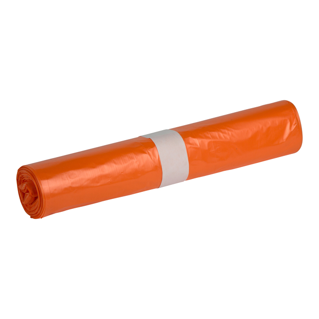 Afvalzak Powersterko HDPE T23 58x100cm 70L oranje rol à 25 stuks afbeelding