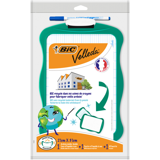 Whiteboard Bic Velleda 21x31cm inclusief stift en wisser recycle afbeelding