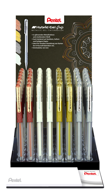 Pentel Gelschrijver K118 Grip medium assorti 4 kleuren