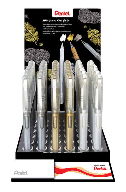 Gelschrijver Pentel K230M medium metallic assorti 3 kleuren afbeelding