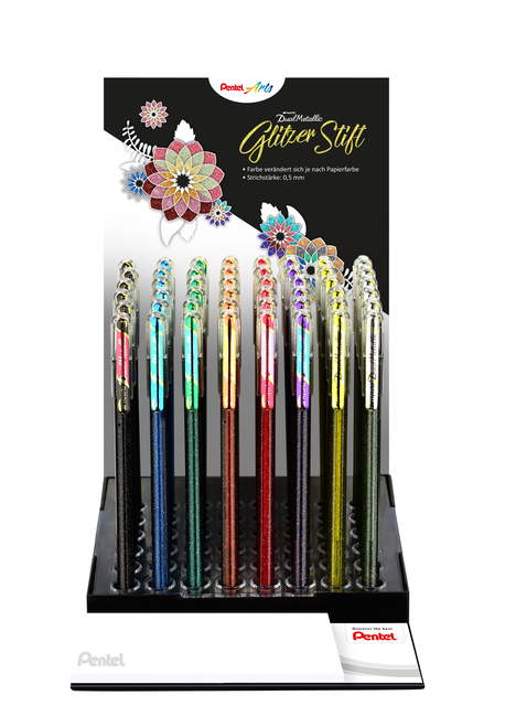 Gelschrijver Pentel K110 Dual medium metallic assorti 8 kleuren afbeelding