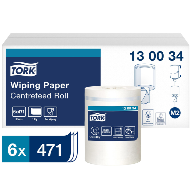Poetspapier Tork M2 Premium 1-laags 165m wit 130034 afbeelding