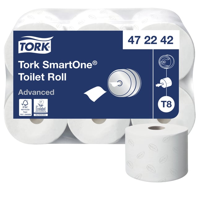 Toiletpapier Tork T8 Advanced SmartOne 2-laags 207m wit 472242 afbeelding