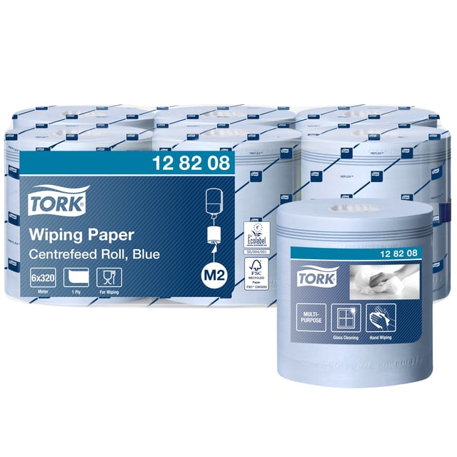 Poetspapier Tork M2 Advanced 1-laags 320m blauw 128208 afbeelding
