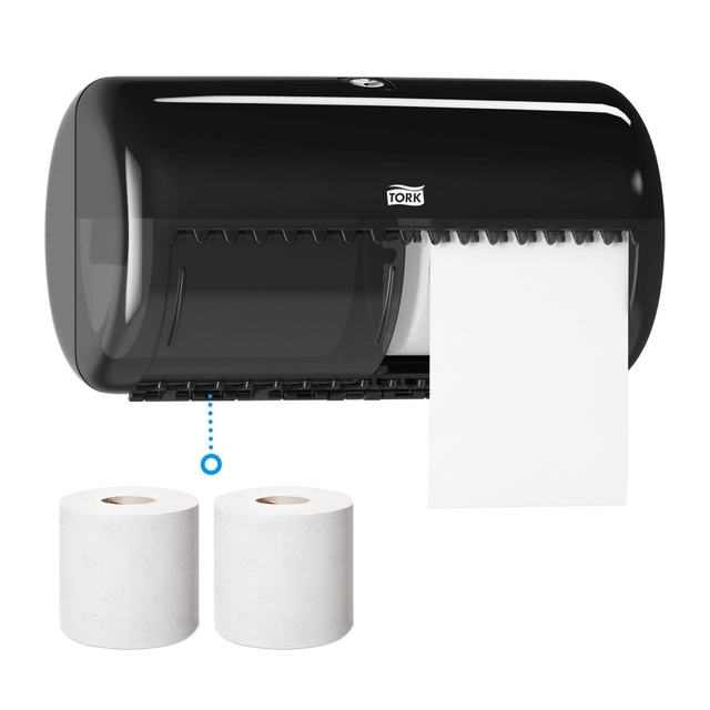 Toiletpapierdispenser Tork T4 Elevation duo zwart 557008 — Foto 2 van 2
