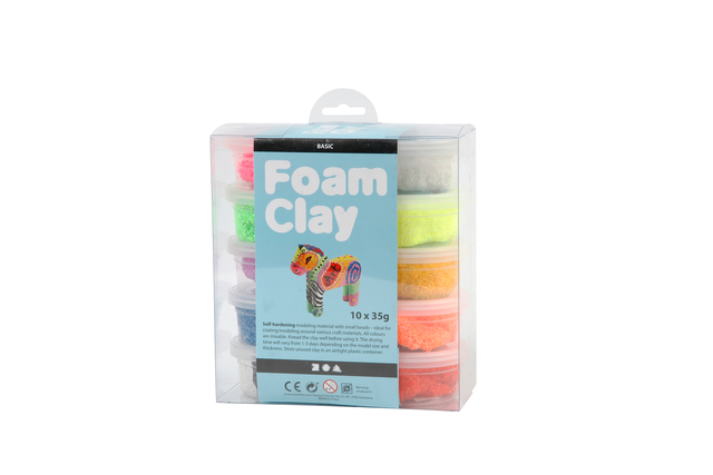 Klei Foam Clay basic 10 x 35gr 10 kleuren afbeelding