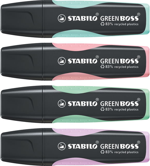 Markeerstift STABILO GREEN BOSS 6070/4 pastel assorti etui à 4 stuks — Foto 2 van 2