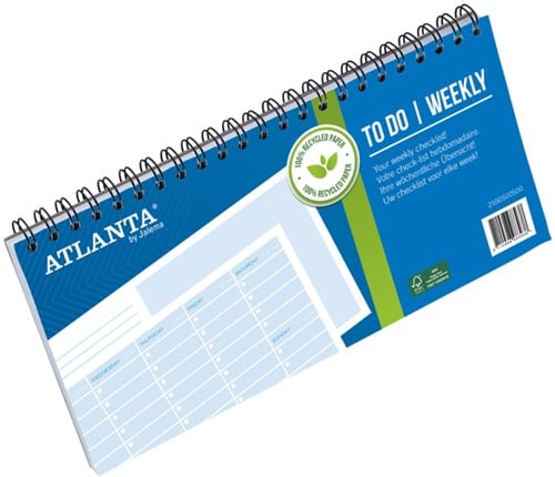 Things to do Djois Atlanta recycled papier Weekly 297x150mm 60vel 70gr landscape blauw