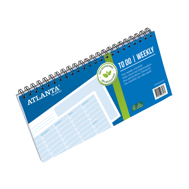 Things to do Djois Atlanta recycled papier Weekly 297x150mm 60vel 70gr landscape blauw afbeelding