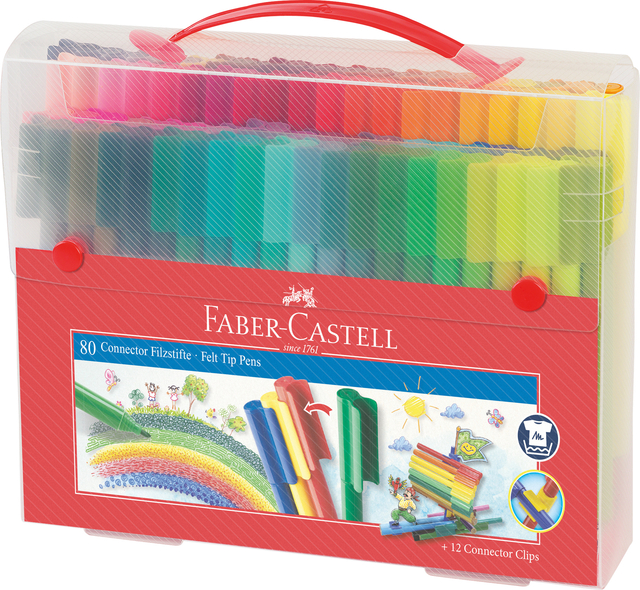 Kleurstiften Faber-Castell Connector assorti cadeauset à 80 stuks afbeelding