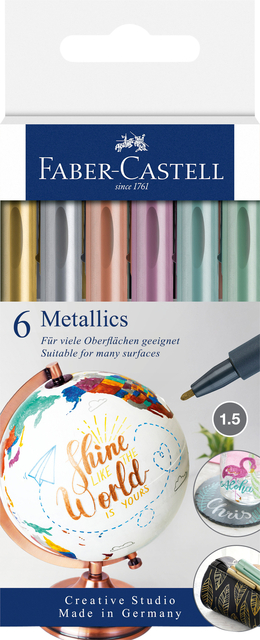Viltstift Faber-Castell metallic assorti blister à 6 stuks afbeelding