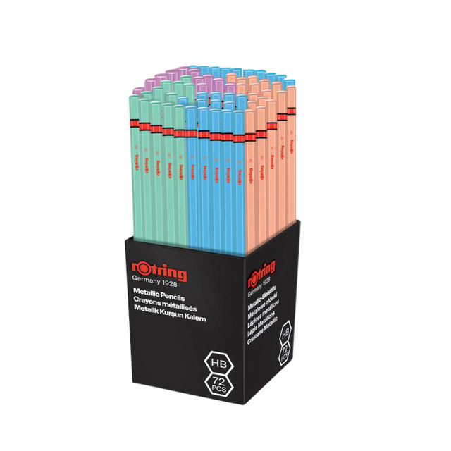 Potlood rOtring woodcase zeshoekig HB metallic assorti afbeelding