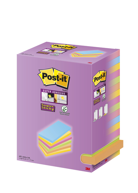 Memoblok Post-it 655 127x76mm assorti 16 stuks afbeelding