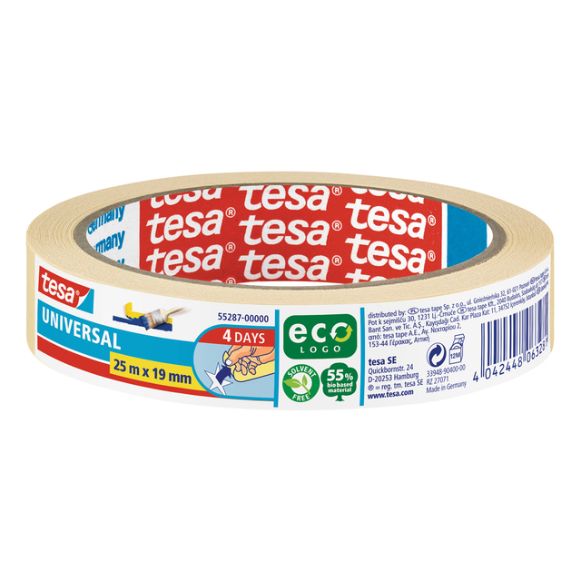 Afplaktape tesa® Economy 25mx19mm geel afbeelding