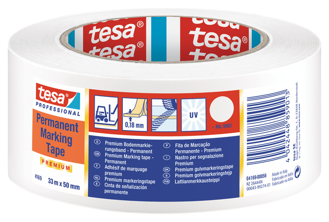 Vloermarkeringstape tesa® Professional 4169 PV3 50mmx30m wit afbeelding