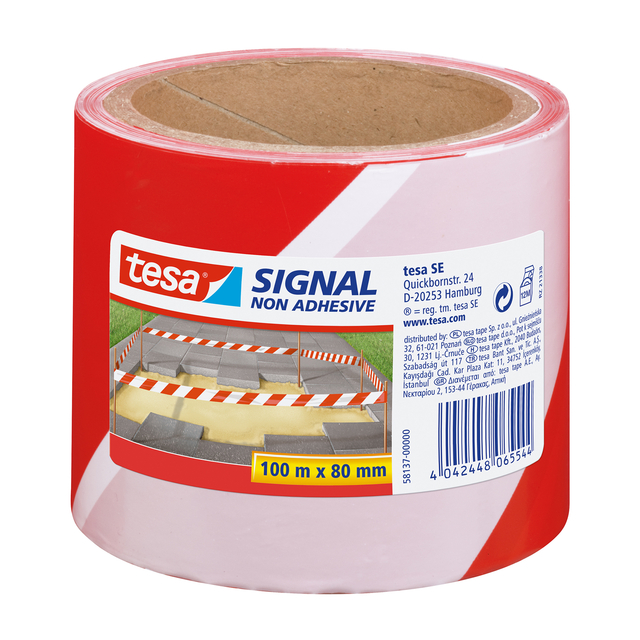 Waarschuwings- en markeerlint tesa® Signal 100mx80mm rood-wit afbeelding
