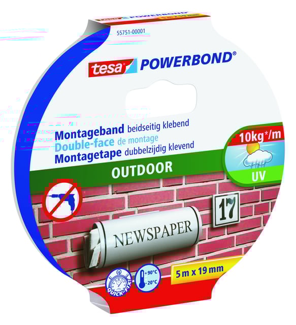 Montagetape tesa® Powerbond Outdoor dubbelzijdig 5mx19mm transparant afbeelding