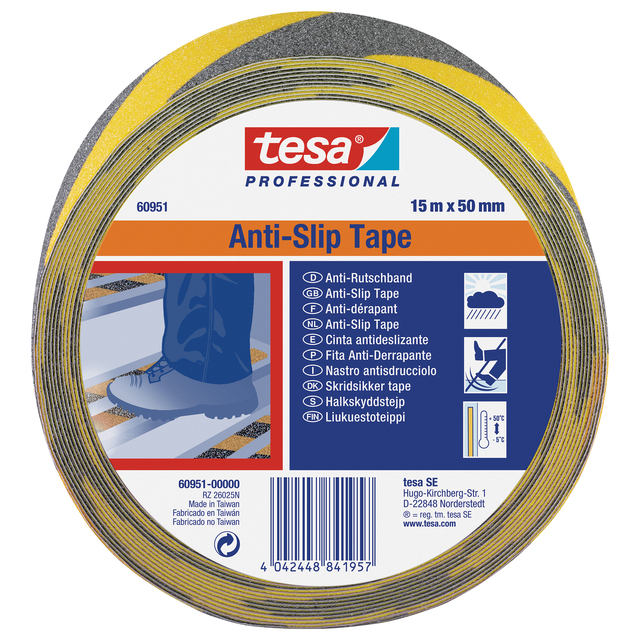 Antisliptape tesa® Professional 60951 50mmx15m zwart/geel afbeelding