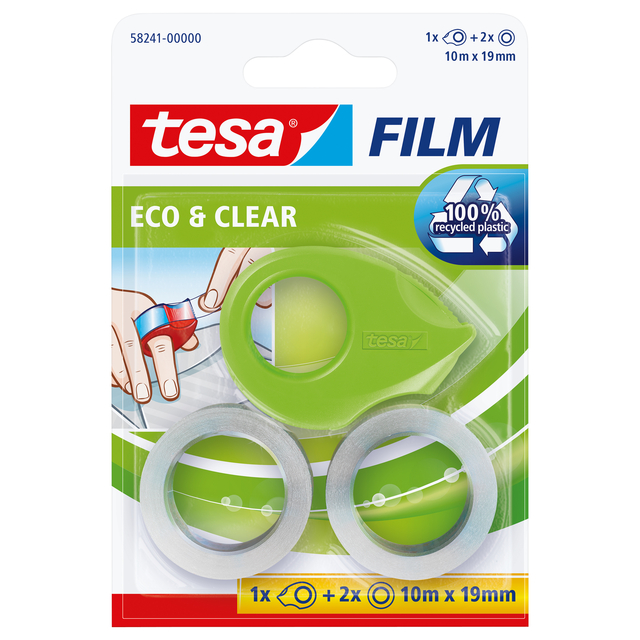 Plakbandhouder tesafilm® ecoLogo® mini incl, plakband eco + clear 10mx19mm lichtgroen afbeelding