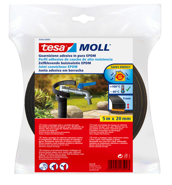 Buisisolatie tesamoll® Zelfklevend 5mx20mm zwart afbeelding