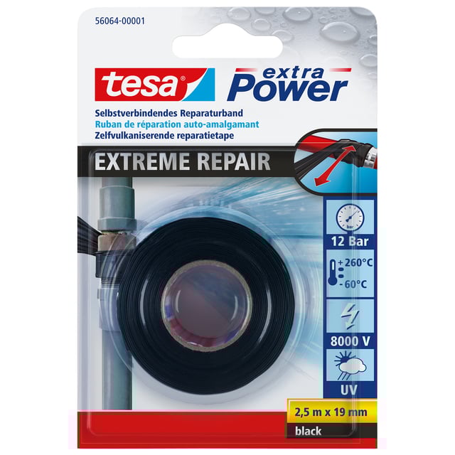 Reparatietape tesa® Extreme Repair 2.5mx19mm zwart afbeelding