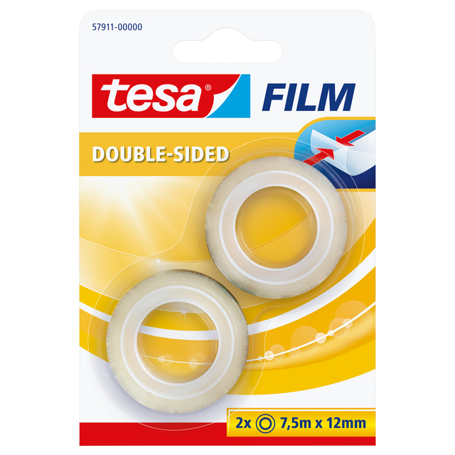 Tape tesafilm® dubbelzijdig 7.5mx12mm transparant 2 rollen afbeelding