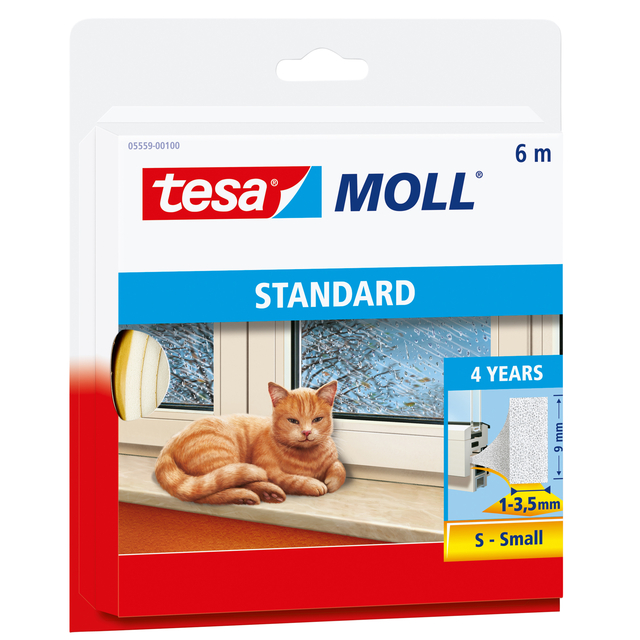 Tochtstrip tesamoll® Standard I-Profiel zelfklevend 6mx9mm wit afbeelding
