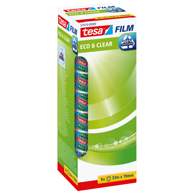 Plakband tesafilm® eco & clear 33mx19mm transparant 8 rollen afbeelding