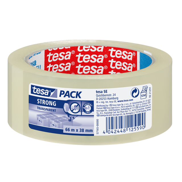 Verpakkingstape tesapack® Strong 66mx38mm transparant afbeelding