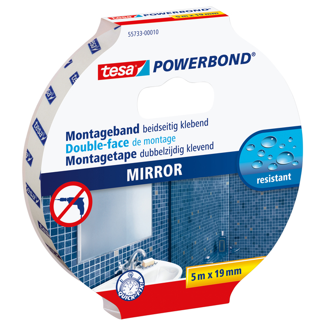 Montagetape tesa® Powerbond Spiegel dubbelzijdig 5mx19mm afbeelding