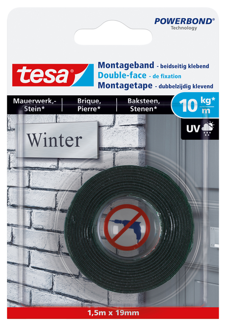 Montagetape tesa® Powerbond baksteen dubbelzijdig 1,5mx19mm afbeelding