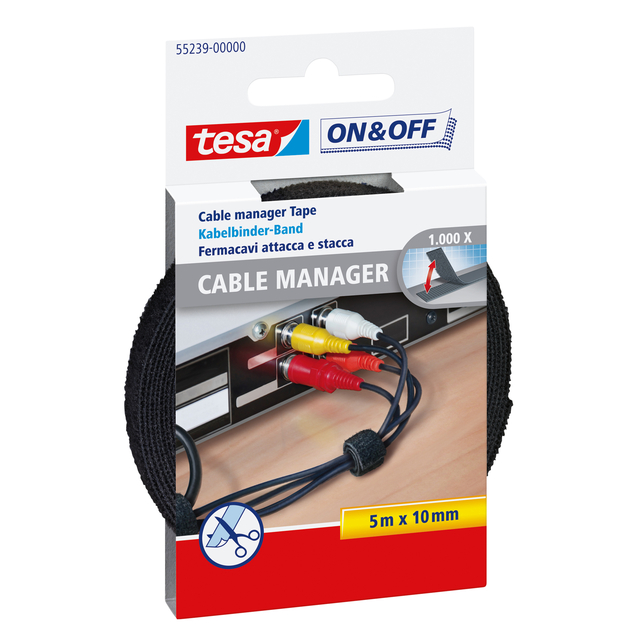 Kabelmanager tesa® On & Off bundelen 5mx10mm zwart afbeelding