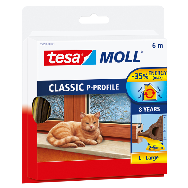 Tochtstrip Tesamoll® P-profiel rubber 6mx9mm bruin afbeelding