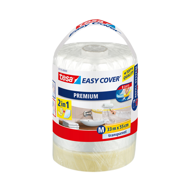 Afdekfolie tesa Easy Cover® Premium Film inclusief tape navulling 33mx55cm afbeelding