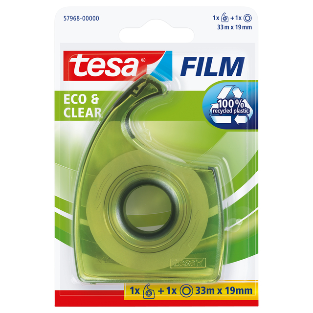 Plakband handdispenser tesafilm® Eco & Clear 33mx19mm transparant blister afbeelding