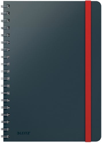 Notitieboek Leitz Cosy B5 160blz 100gr spiraal lijn grijs