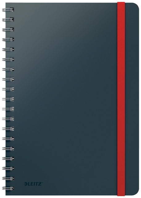 Notitieboek Leitz Cosy B5 160blz 100gr spiraal lijn grijs afbeelding