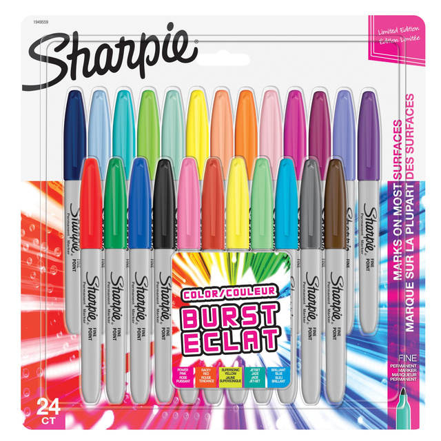 Viltstift Sharpie rond Color Burst Eclat fijn assorti blister à 24 stuks afbeelding