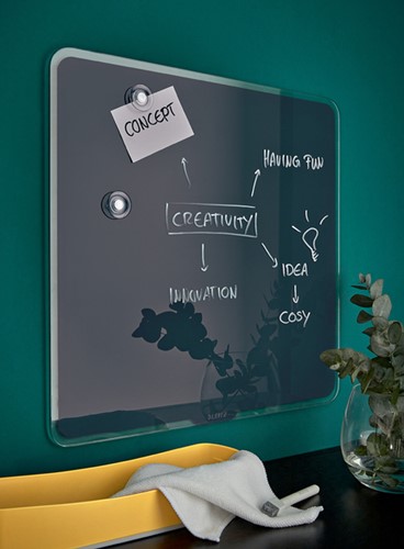Glasbord Leitz Cosy magnetisch 450x450mm grijs-3