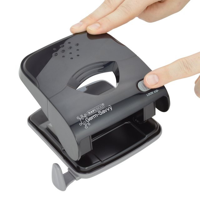 Perforator Rapesco Germ-Savvy Less Effort Eco X5-40ps antibacterieel 2-gaats zwart — Foto 2 van 2