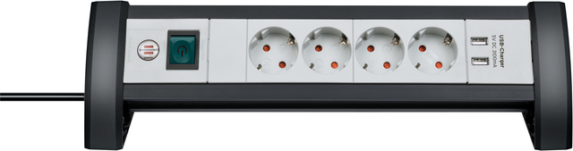 Stekkerdoos Brennenstuhl bureau Premium 4 voudig inclusief 2 USB 1.8 meter wit/grijs afbeelding