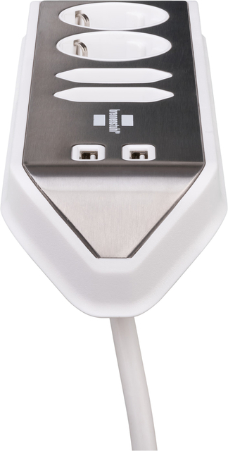 Stekkerdoos Brennenstuhl bureau Estilo 4 voudig inclusief 2 USB 2 meter wit/zilver — Foto 2 van 2